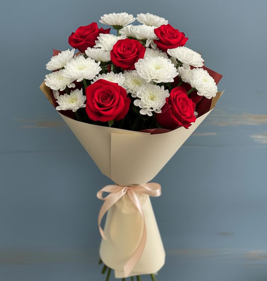 Букет цветов из: Розы и Хризантемы в Анучино