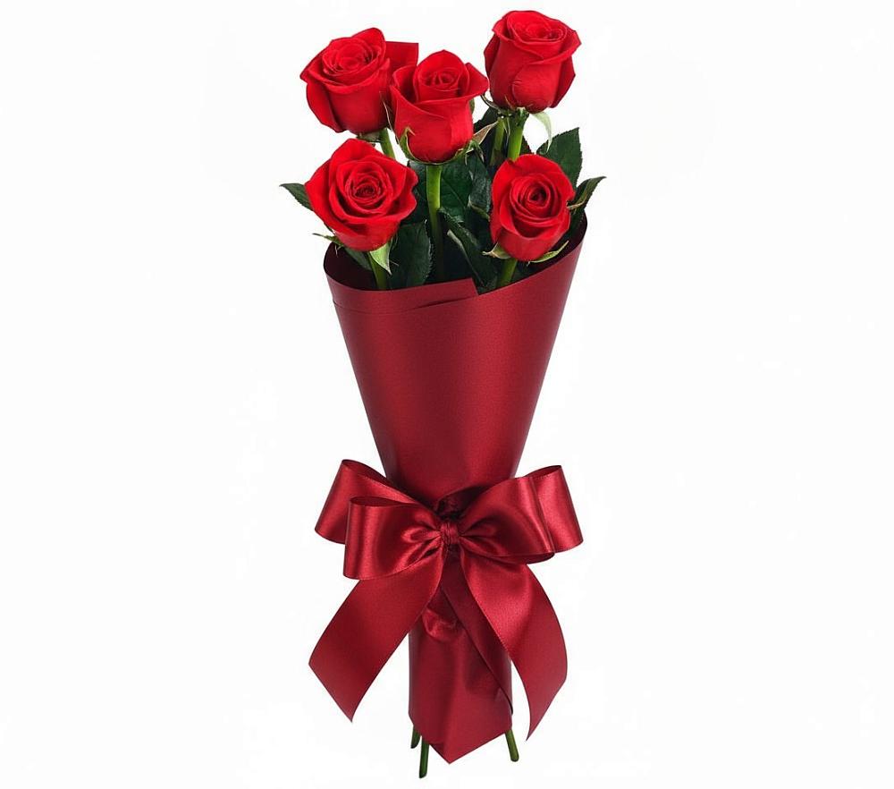 Букет 5 Красных роз Эдлесс Лав в Анучино