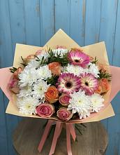 Букет цветов из:  Розы, Герберы и Хризантемы #REPLACE_PRED# Анучино
