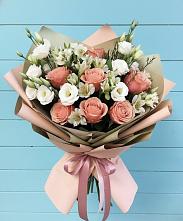 Букет цветов из:  Розы, Альстромерии и Лизиантусы #REPLACE_PRED# Анучино