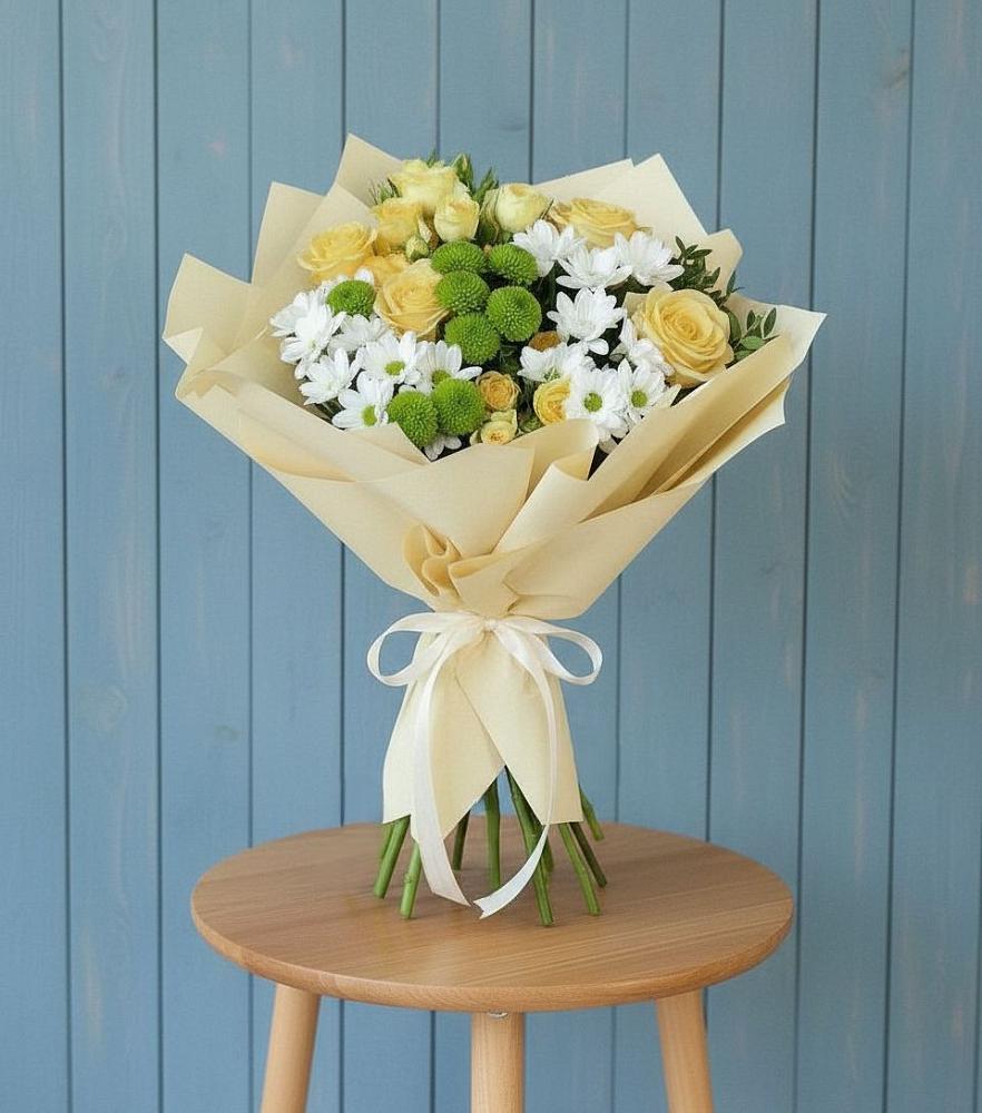 Букет цветов из: Хризантемы и Розы в Анучино