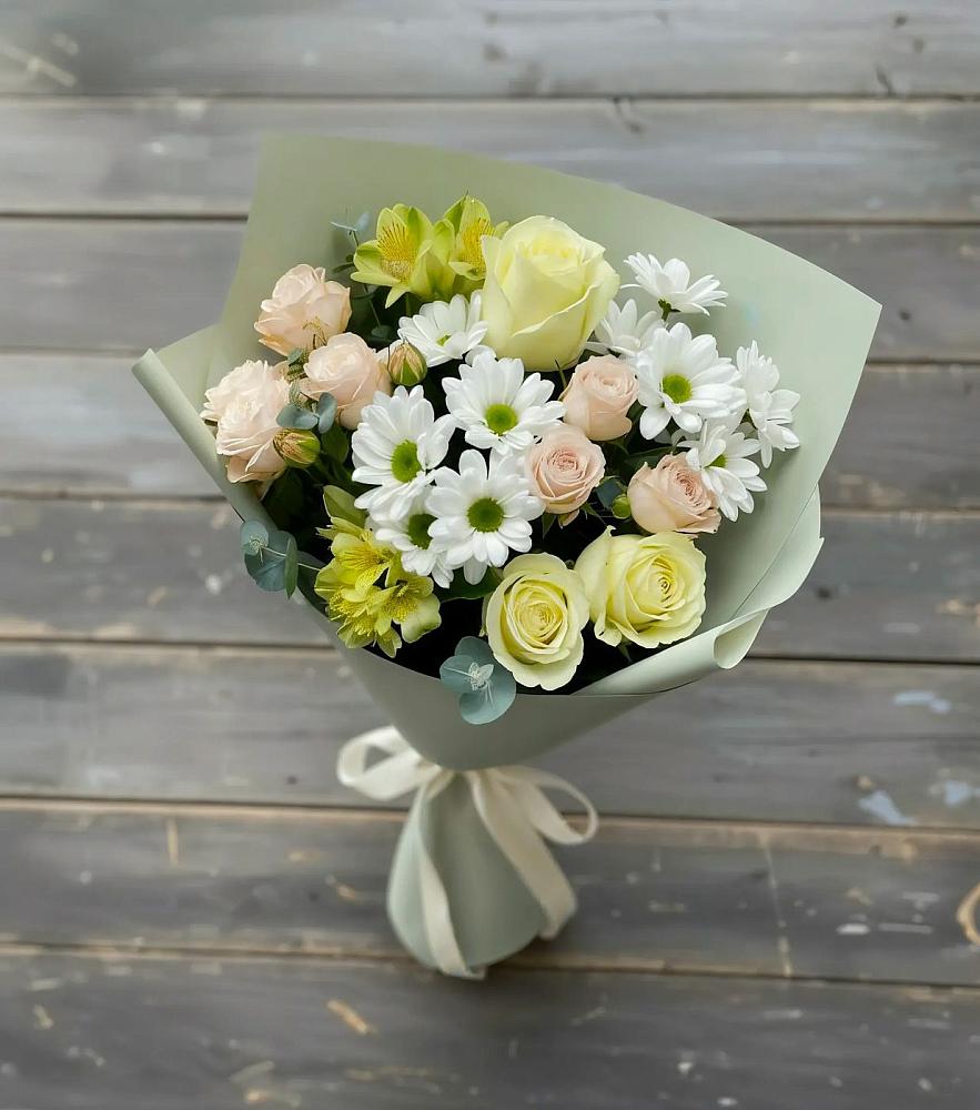 Букет цветов из: Альстромерии, Розы и Хризантемы в Анучино