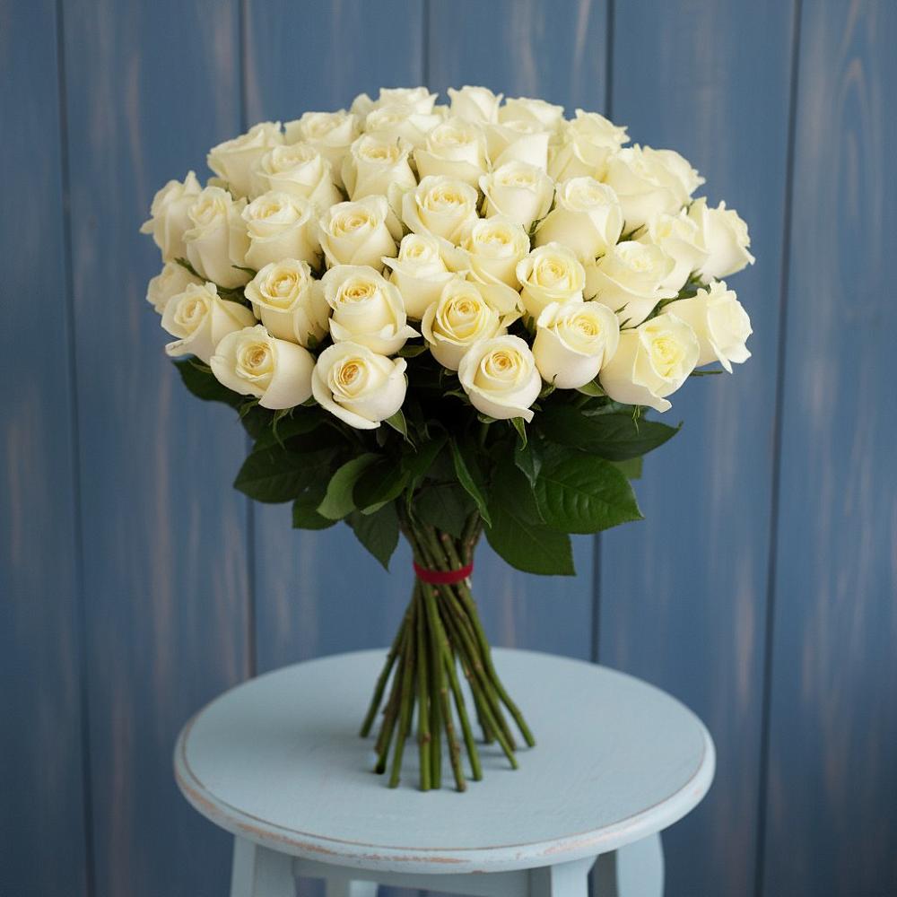 Букет 51 Белая роза Эдлесс Лав в Анучино