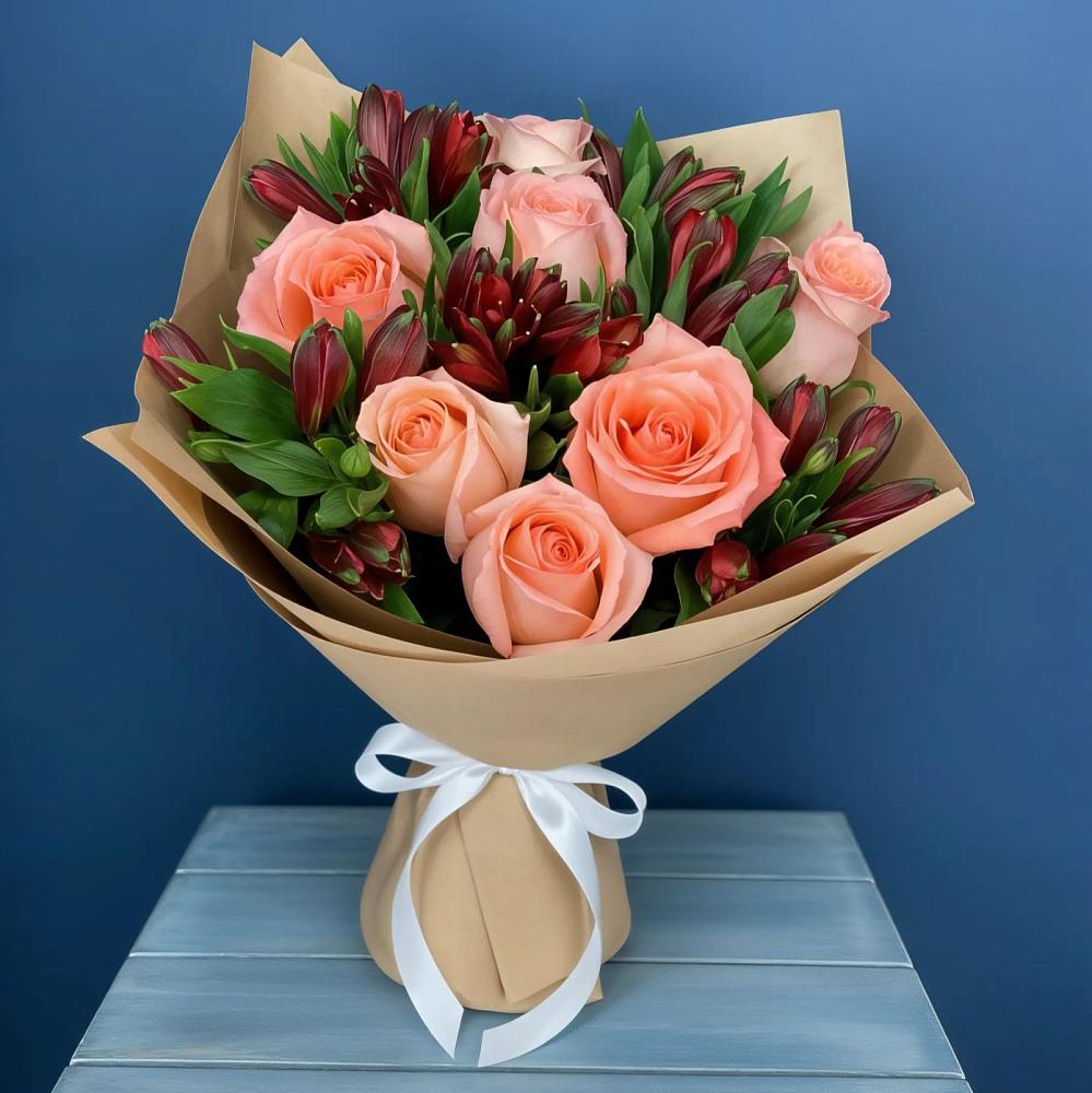 Букет цветов из: Розы и Альстромерии в Анучино