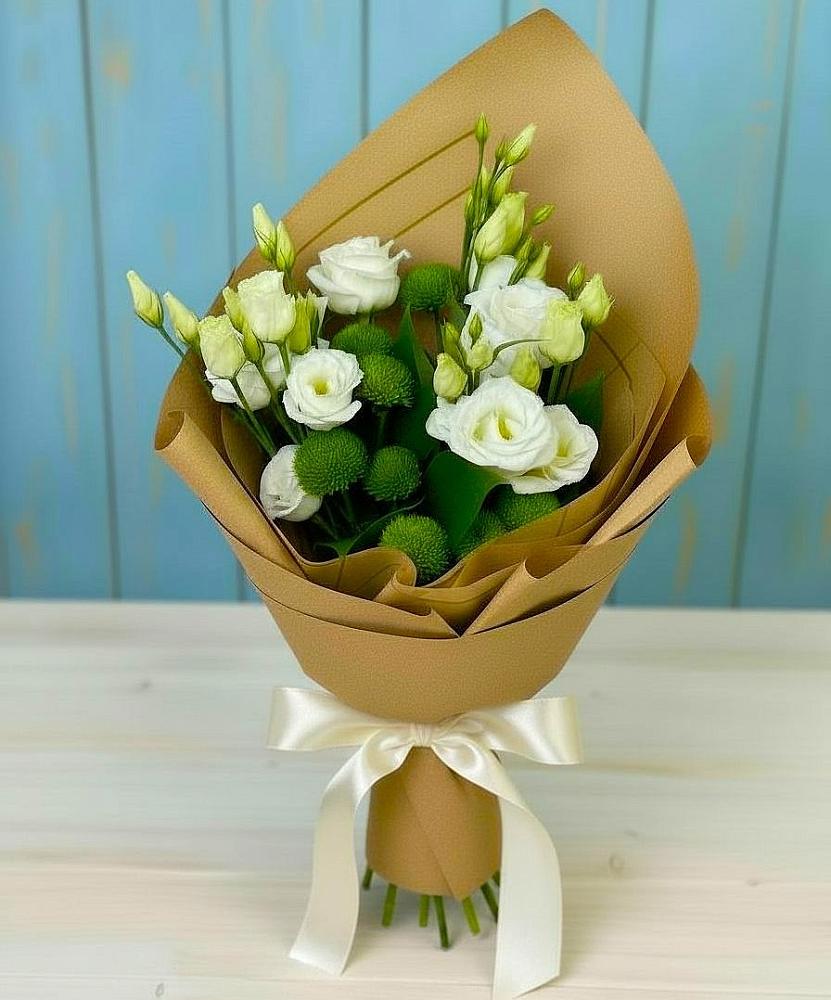 Букет цветов из: Хризантемы и Лизиантусы в Анучино