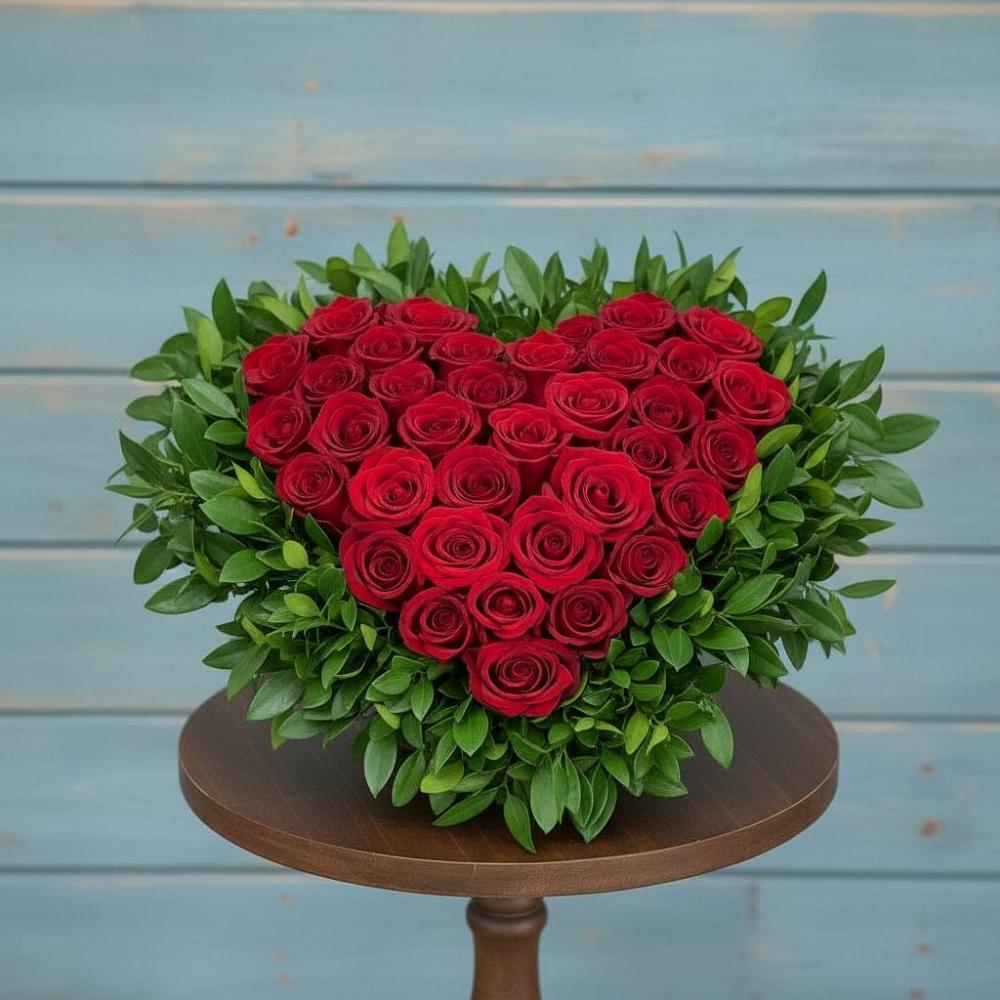 Цветочная композиция из Розы в виде сердца в Анучино