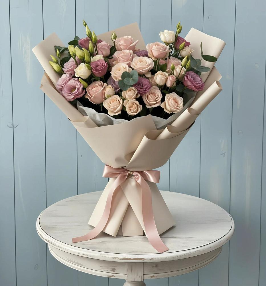 Букет цветов из: Розы и Лизиантусы в Анучино