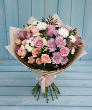 Букет цветов из:  Хризантемы, Розы и Альстромерии в Анучино